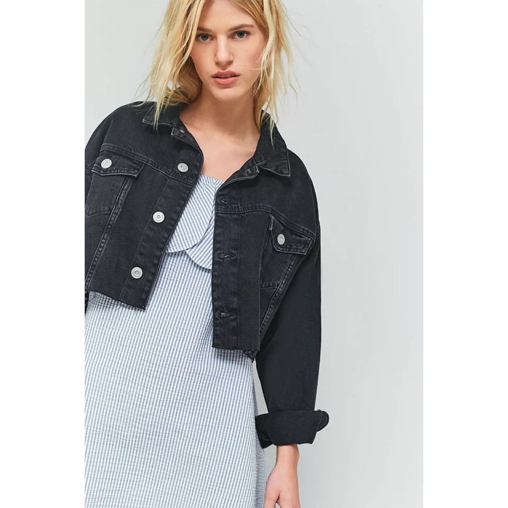 Urban Outfitters BDG Cropped Black Denim Jean Jacket